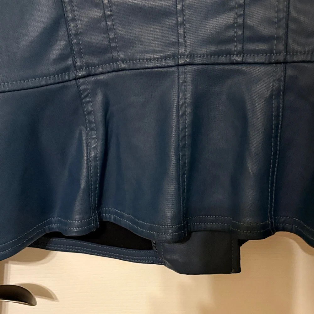 WHBM Blue Coated Denim Zippered Jacket - Picture 12 of 15